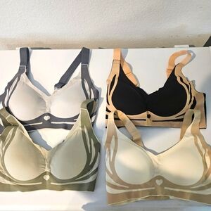 Women's Intimates Wireless Bra Set - Black, Cream, Tan, Gray